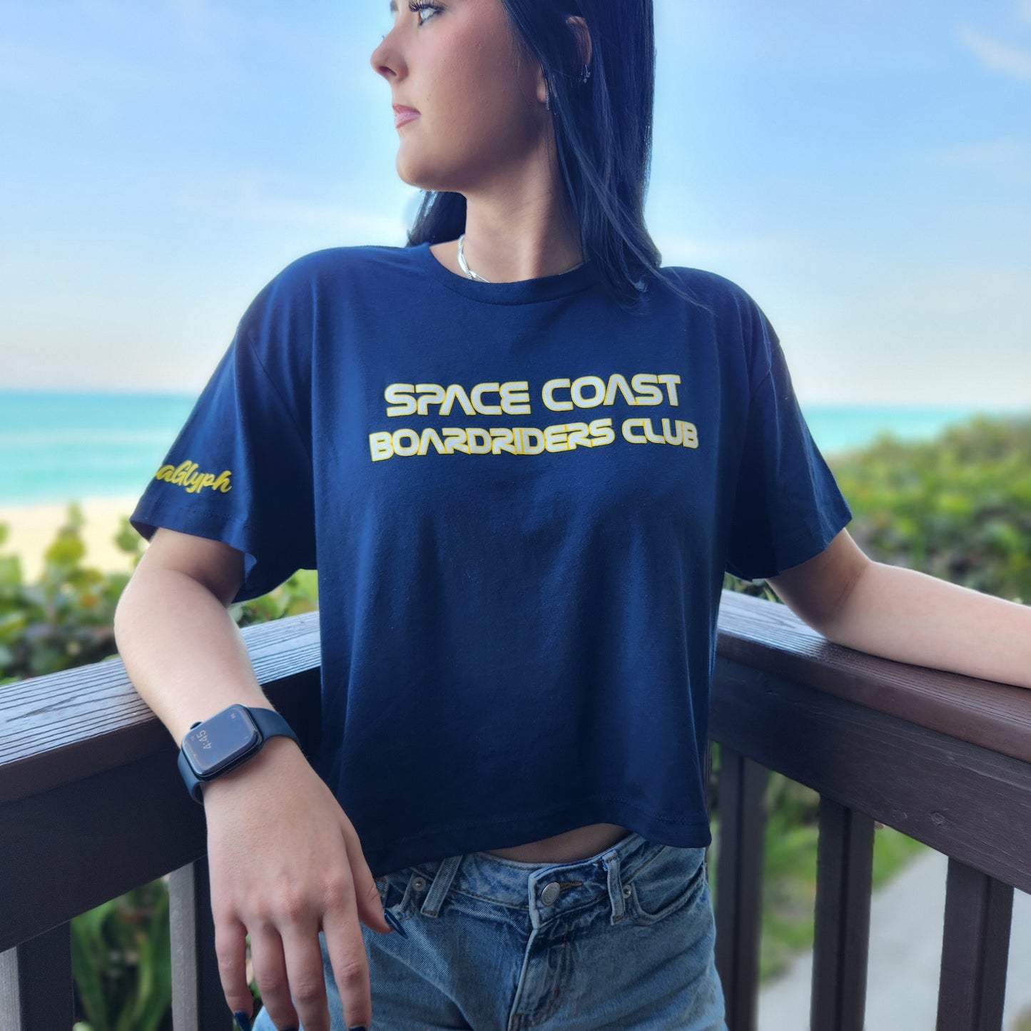 Space Coast Boardriders Club Crop Top - Gold Edition