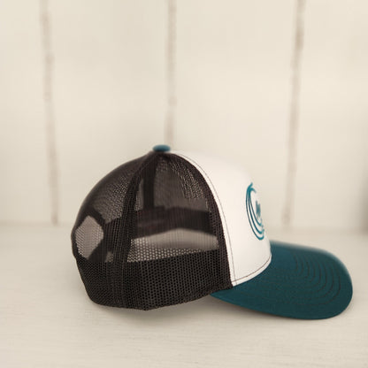 AquaGlyph Peacock Logo Trucker Hat