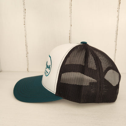 AquaGlyph Peacock Logo Trucker Hat