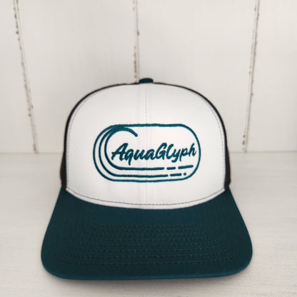 AquaGlyph Peacock Logo Trucker Hat