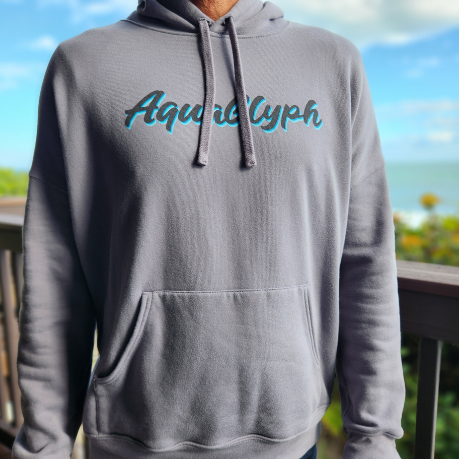 AquaGlyph Blue Wave Hoodie