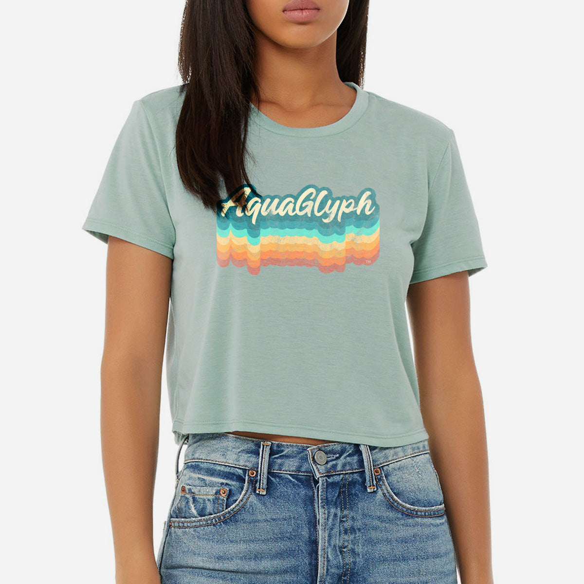 Retro Swirl AquaGlyph Crop Top