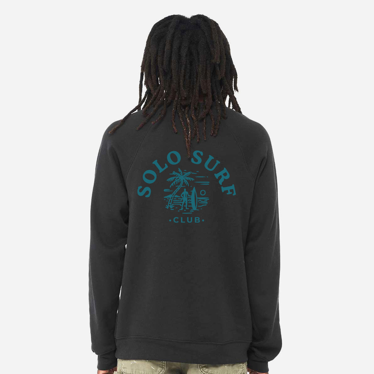 Solo Surf Club Sponge Fleece Raglan Crewneck - Black